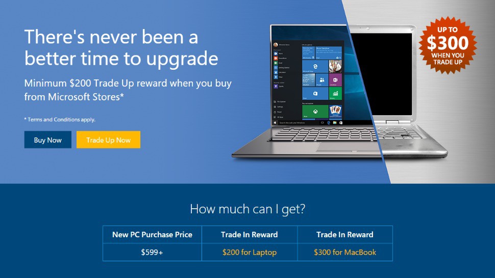 Microsoft will pay you up to 300 for your old laptop in tradein