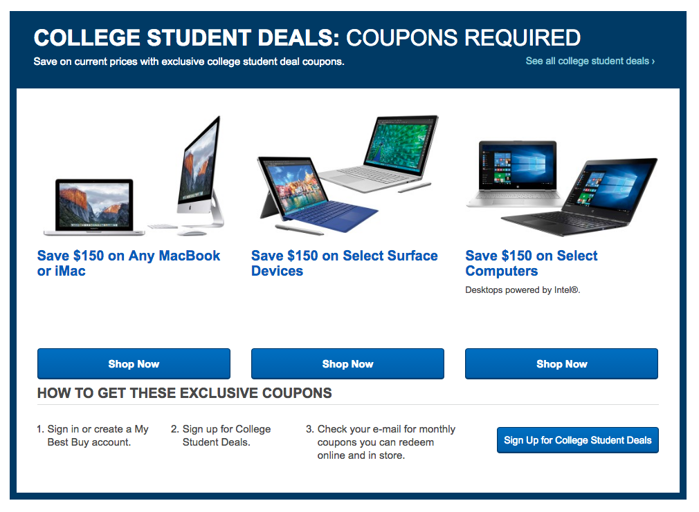 Student discount coupon best buy