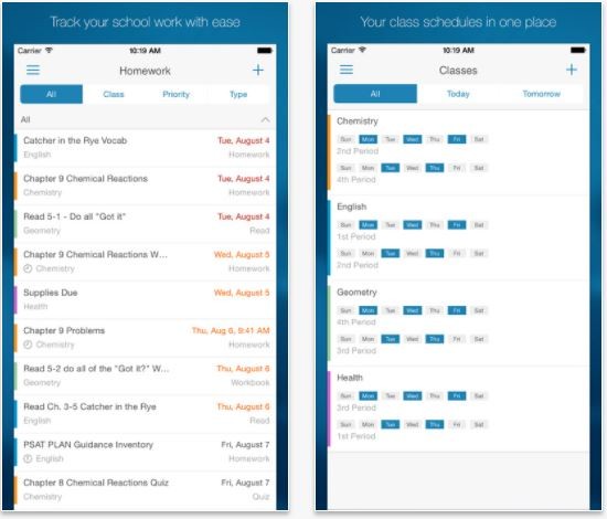 Academic planner app picture