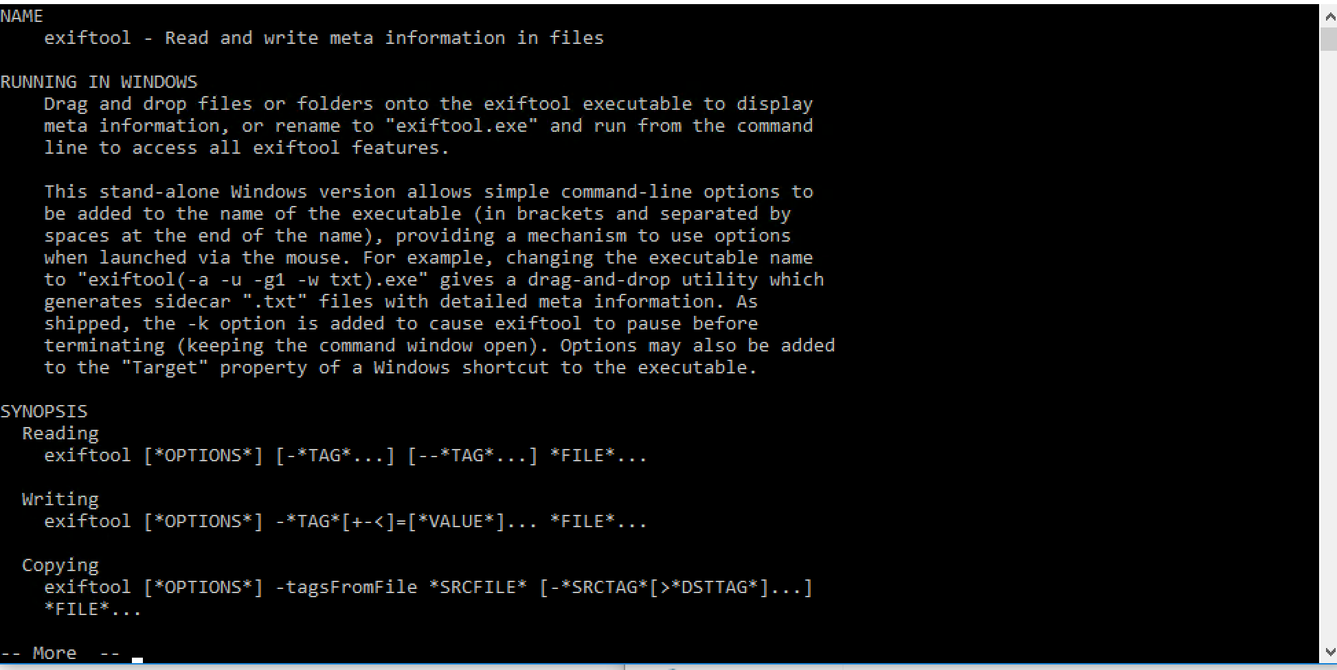 exiftool install command line exiftool install command line