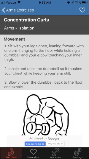 gym exercise app example of how to do dumbell biceps curls