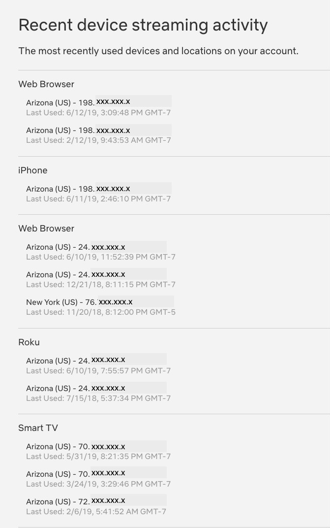 See who is using your Netflix account login information