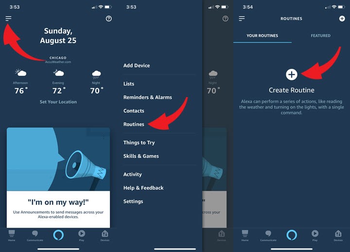 setting up routines in alexa