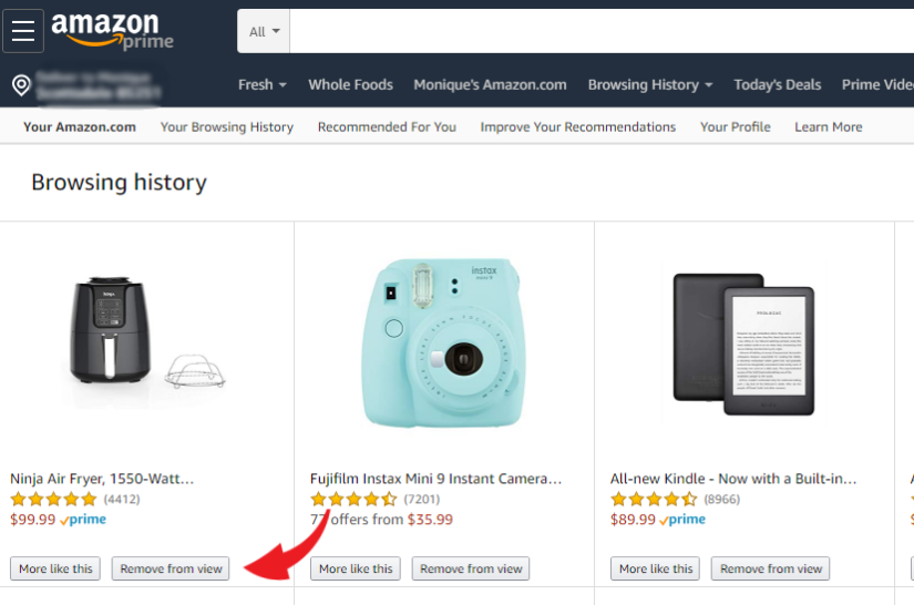 can you remove items from amazon order history