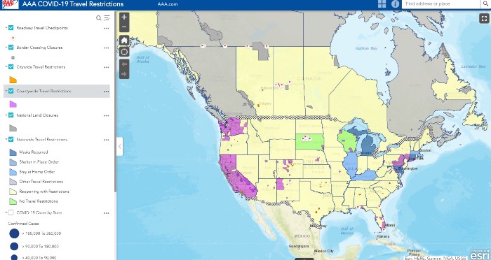 Aaa Travel Restrictions Map This Map Will Help You Navigate Roadways During Covid-19