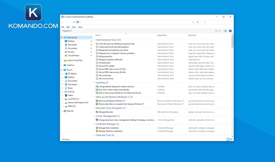 Windows 10 God Mode