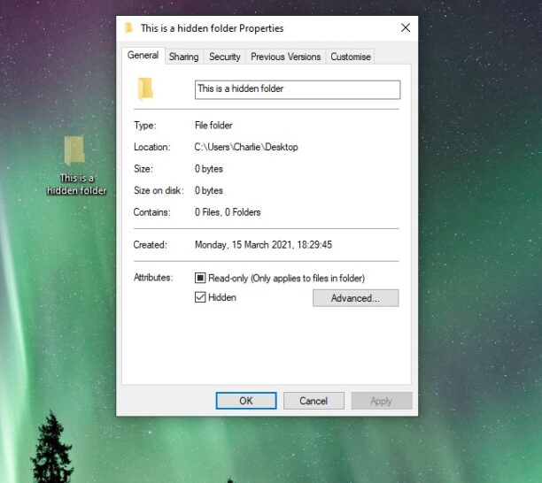 Windows hidden folder