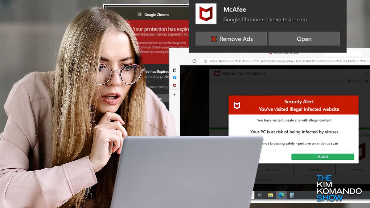 This pop-up warning you that your McAfee subscription expired is a scam