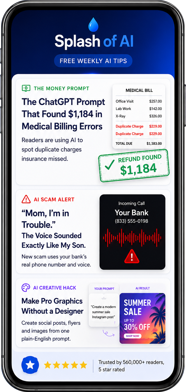 Splash of AI newsletter phone preview